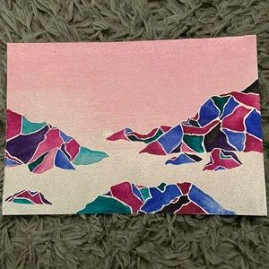 Unframed Original Art Watercolour & Gel Pen Painting Contemporary Landscape